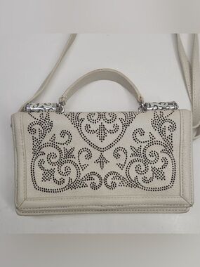 Brighton Kaytana Small Organizer Convertible Crossbody Ivory Leather EUC